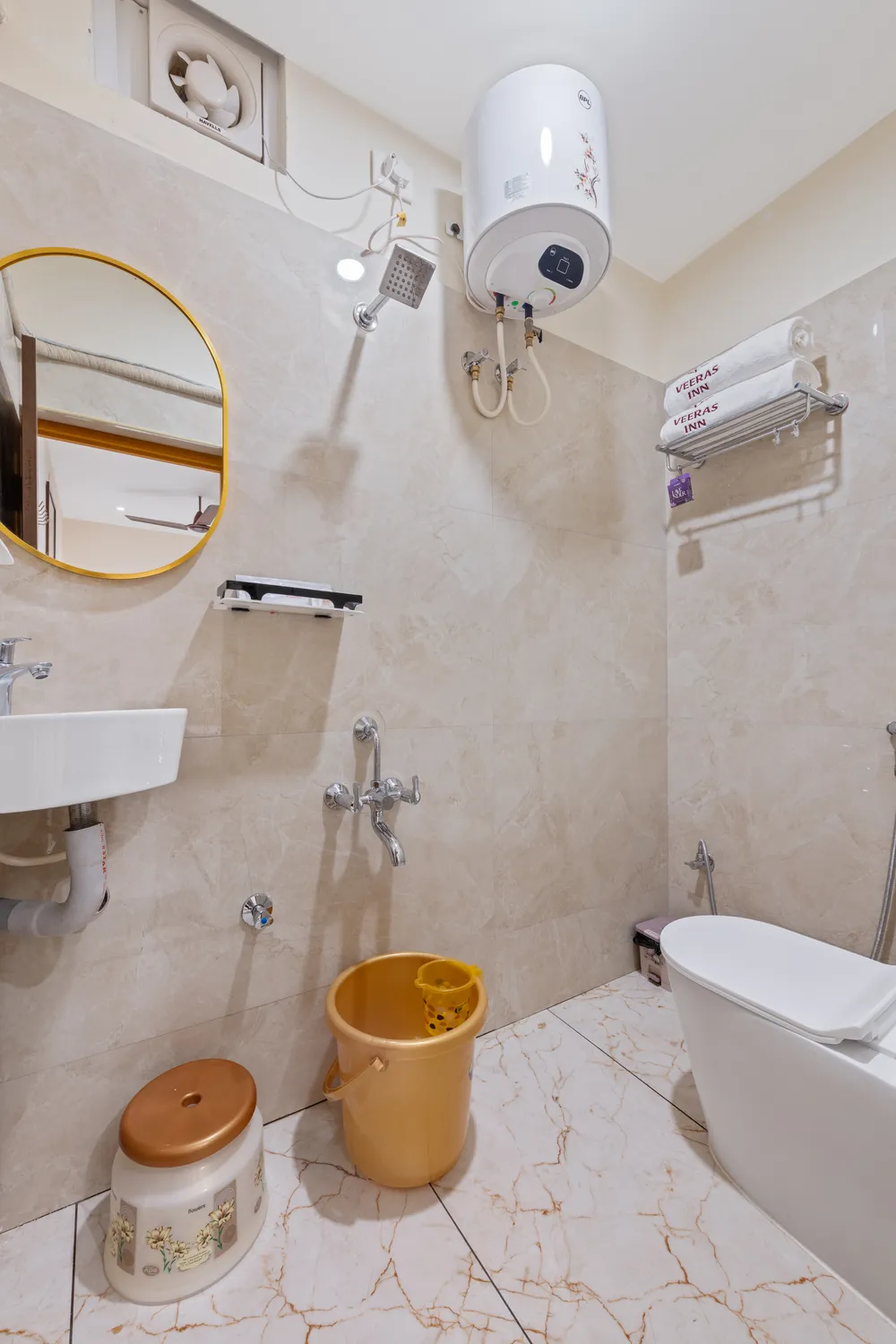 Attached Guest Bathroom & Fittings — Veeras Inn